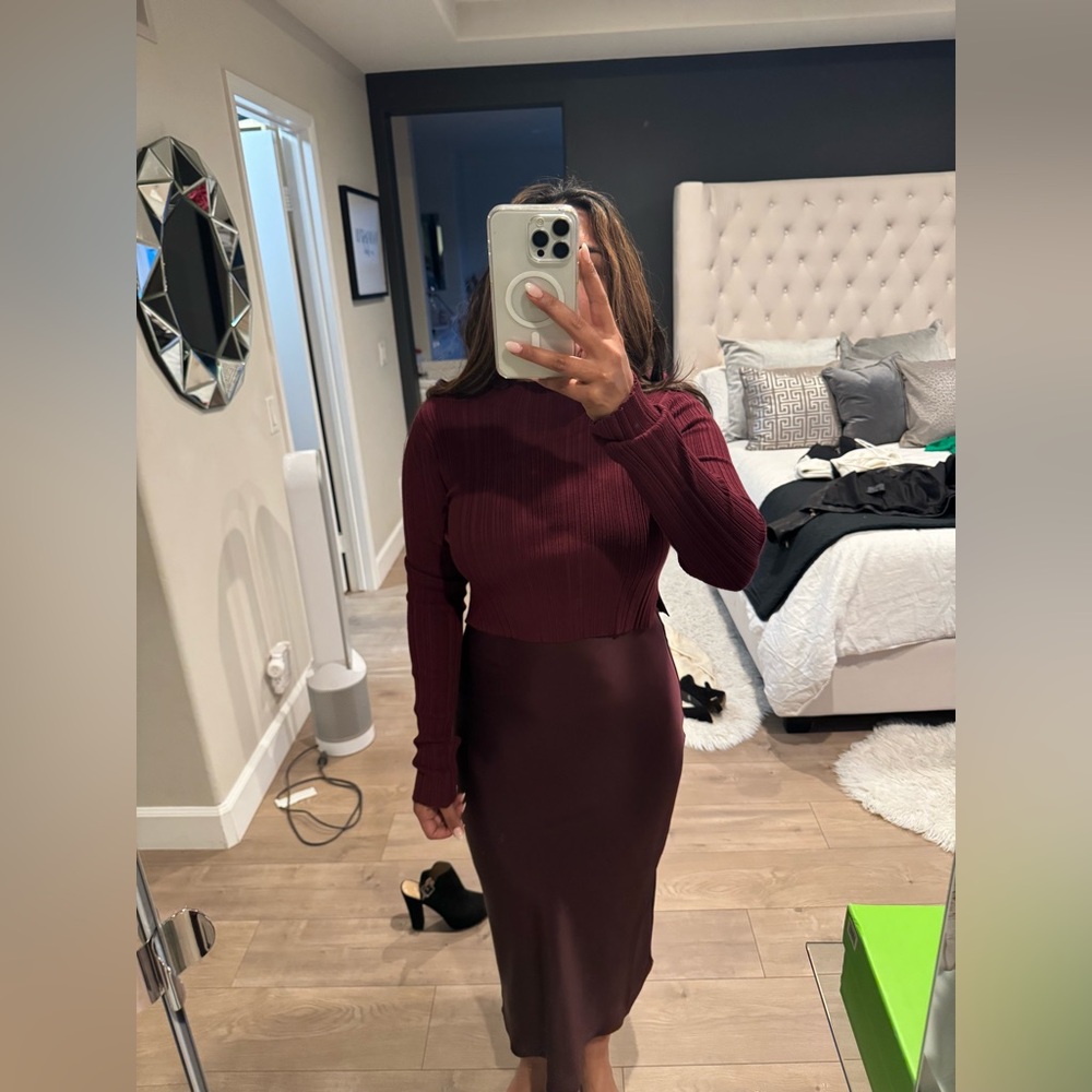 All Saints burgundy slip dress two piece